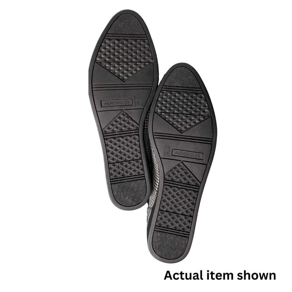 👞 Aerosoles 7.5 Comfortable Glen Plaid Loafers Pointed Toe Flats Black White - Picture 4 of 8